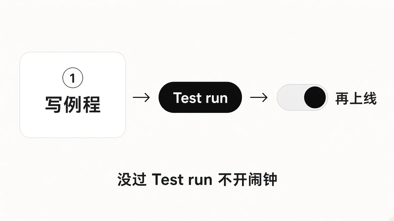 写例程 → Test run → 上线